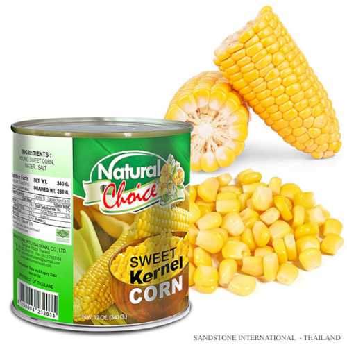 Canned Whole Sweet Kernel Corn Vacuum Pack 12 oz. (340 g.)
