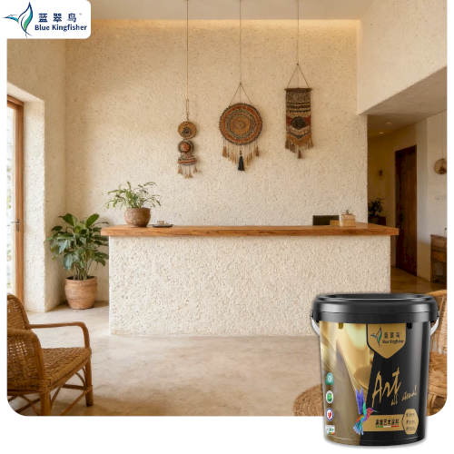 Blue Kingfisher Old Wall Renovation Lime Stone Texture Paint | Covers Cracks & Flaws, Magic Wand for Old Homes