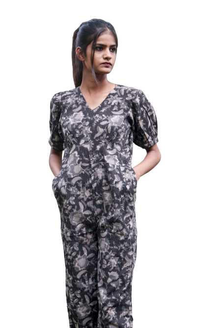 Block print cotton jump suit
